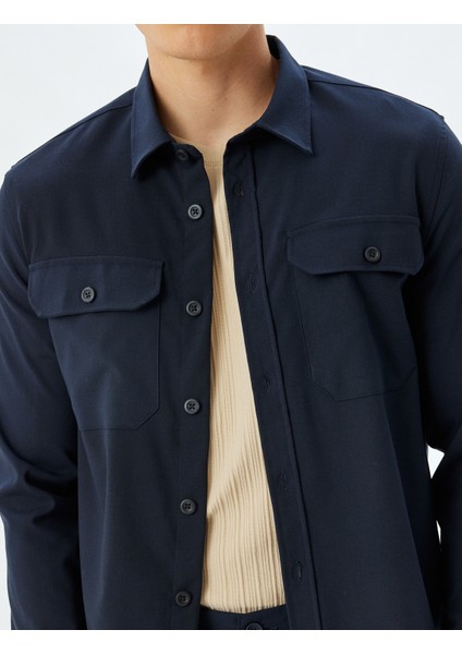 Uzun Kollu Gömlek Kapaklı Cep Detaylı Viskon Karışımlı indirimleri