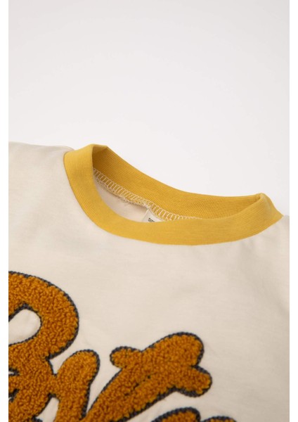 Erkek Bebek Bisiklet Yaka Baskılı Renk Bloklu Uzun Kollu Tişört D4468A524AU fiyatları