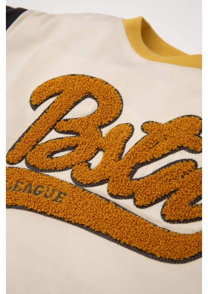 Erkek Bebek Bisiklet Yaka Baskılı Renk Bloklu Uzun Kollu Tişört D4468A524AU modelleri