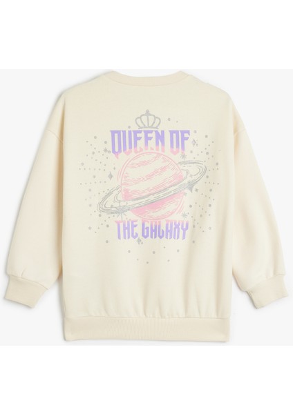 Sweatshirt Uzun Kollu Bisiklet Yaka Baskı Detaylı Şardonlu fiyatları