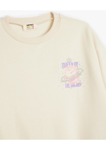 Sweatshirt Uzun Kollu Bisiklet Yaka Baskı Detaylı Şardonlu modelleri