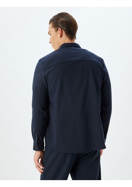 Uzun Kollu Gömlek Kapaklı Cep Detaylı Viskon Karışımlı fırsatları