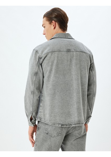 Kot Ceket Oversize Gömlek Yaka Cep Detaylı Düğmeli Pamuklu fırsatları