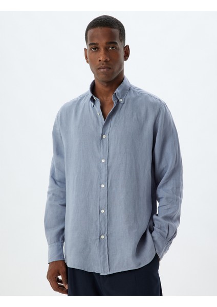 Keten Gömlek Uzun Kollu Düğmeli Yaka Detaylı modelleri