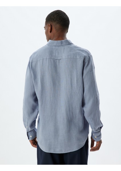 Keten Gömlek Uzun Kollu Düğmeli Yaka Detaylı fırsatları