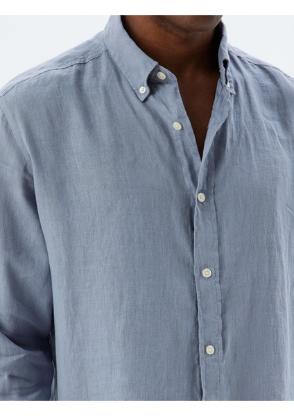 Keten Gömlek Uzun Kollu Düğmeli Yaka Detaylı indirimleri