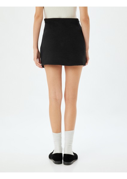 Mini Tüvit Etek Pileli Yüksek Bel Düğme Detaylı A Kesim fırsatları