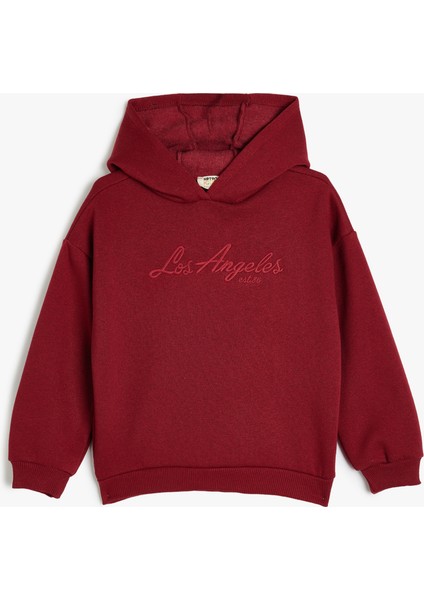 Kapşonlu Sweatshirt Baskılı Uzun Kollu Üç Iplik