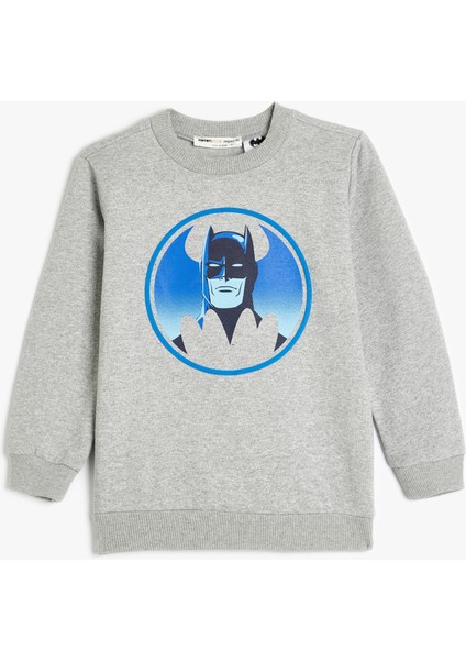 Batman Sweatshirt Lisanslı Baskılı Şardonlu