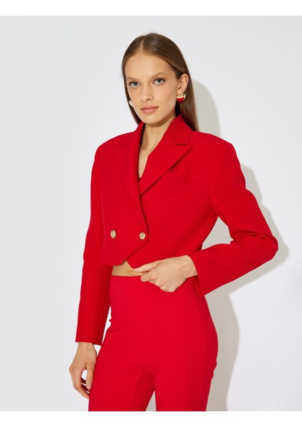 x Zeynep Bastık - Crop Blazer Ceket Asimetrik Kruvaze Ters Yaka modelleri