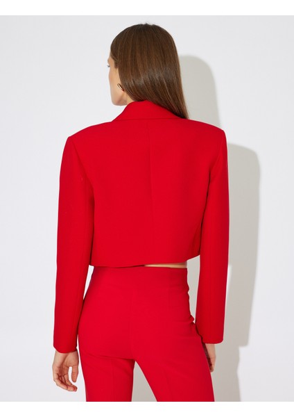 x Zeynep Bastık - Crop Blazer Ceket Asimetrik Kruvaze Ters Yaka fırsatları