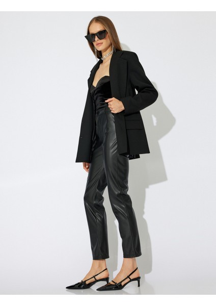 x Zeynep Bastık - Suni Deri Pantolon Düşük Bel Cepli fiyatları