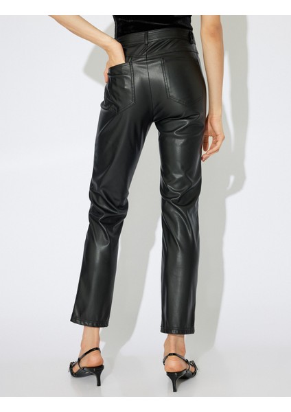 x Zeynep Bastık - Suni Deri Pantolon Düşük Bel Cepli fırsatları