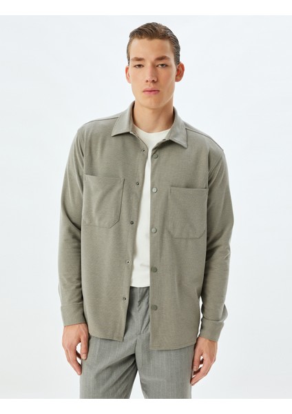 Uzun Kollu Gömlek Cep Detaylı Viskon Karışımlı modelleri