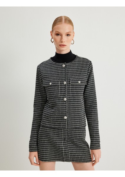 Tüvit Ceket Yuvarlak Yaka Kapaklı Cep Detaylı Düğmeli modelleri