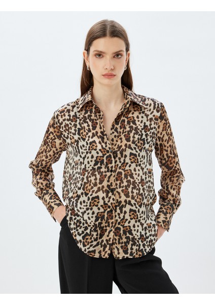 Leopar Desenli Gömlek Regular Fit Uzun Kollu modelleri