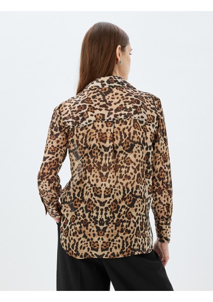 Leopar Desenli Gömlek Regular Fit Uzun Kollu fırsatları