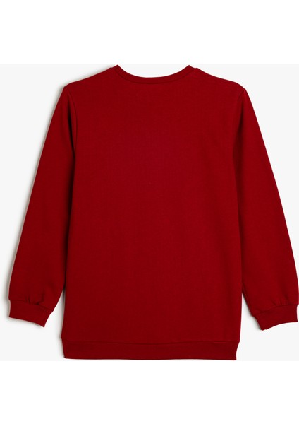 Dinozor Baskılı Sweatshirt Bisiklet Yaka