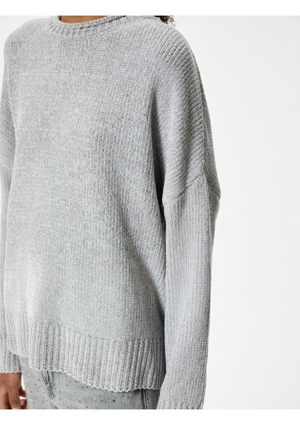 Basic Triko Kazak Bisiklet Yaka Uzun Kollu Düşük Omuzlu indirimleri