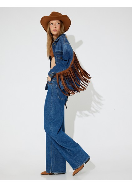 x Zeynep Bastık - Oversize Kot Pantolon Bol Paça Cep Detaylı Düğmeli - Loose Straight Jeans fiyatları