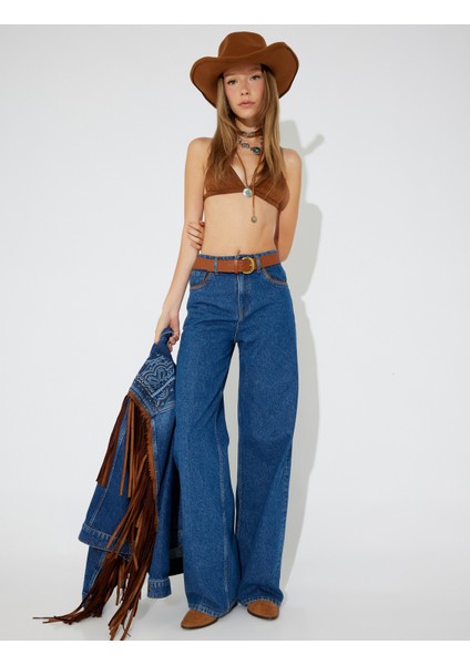 x Zeynep Bastık - Oversize Kot Pantolon Bol Paça Cep Detaylı Düğmeli - Loose Straight Jeans modelleri