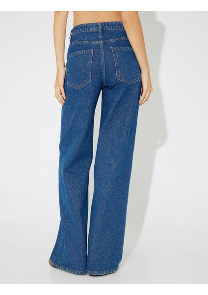 x Zeynep Bastık - Oversize Kot Pantolon Bol Paça Cep Detaylı Düğmeli - Loose Straight Jeans indirimleri