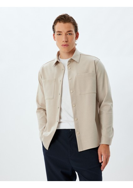 Uzun Kollu Gömlek Cep Detaylı Viskon Karışımlı Çıt Çıt Düğmeli modelleri