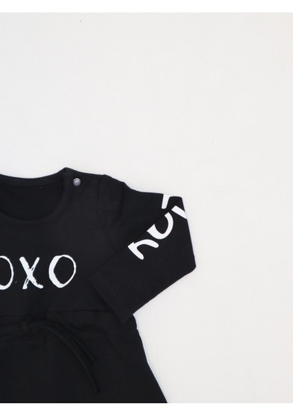 'oxo' Baskı Desenli Bebek Elbisesi ve Sac Bandı