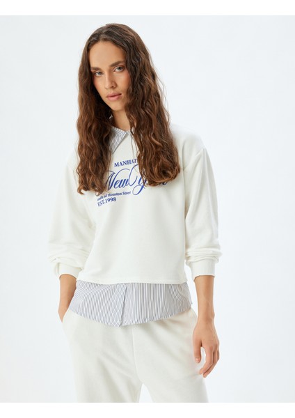 Gömlek Yaka Sweatshirt Oversize Kolej Baskılı fiyatları