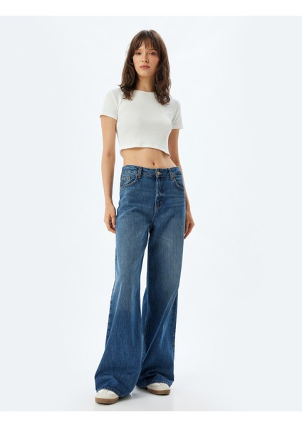 Basic Crop Fitilli Tişört Kısa Kollu Bisiklet Yaka Pamuklu fiyatları