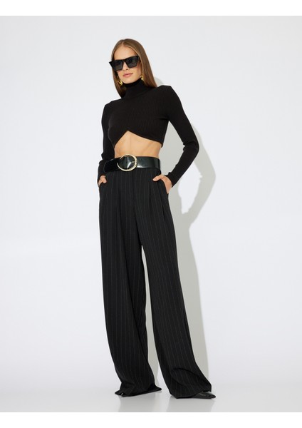 x Zeynep Bastık - Yüksek Bel Palazzo Pantolon Cepli Pile Detaylı fiyatları