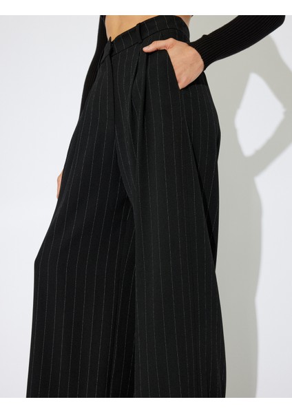 x Zeynep Bastık - Yüksek Bel Palazzo Pantolon Cepli Pile Detaylı indirimleri