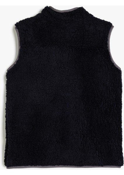 Peluş Yelek Dik Yaka Cep Detaylı Fermuar Kapamalı fiyatları