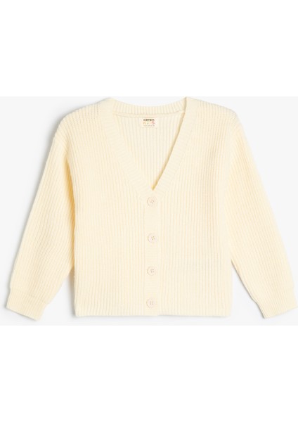 Basic Hırka V Yaka Düğme Detaylı