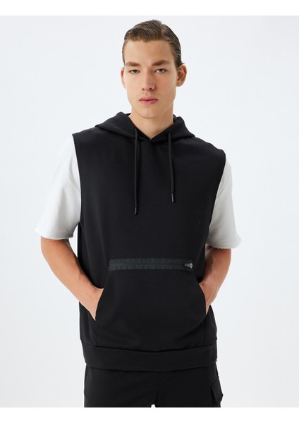 Spor Sweatshirt Oversize Kolsuz Kapşonlu Fermuar Detaylı Viskon Karışımlı