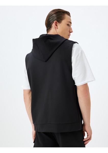 Spor Sweatshirt Oversize Kolsuz Kapşonlu Fermuar Detaylı Viskon Karışımlı