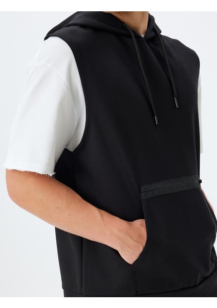 Spor Sweatshirt Oversize Kolsuz Kapşonlu Fermuar Detaylı Viskon Karışımlı