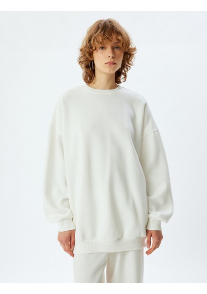 2'li Oversize Sweatshirt Seti Çok Renkli Bisiklet Yaka Şardonlu indirimleri