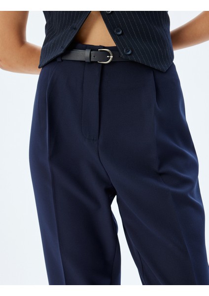 Kısa Paça Cigarette Pantolon Yüksek Bel Slim Fit