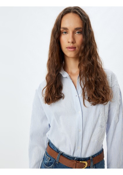 Floral Işleme Detaylı Gömlek Rahat Kalıp Uzun Kollu fiyatları