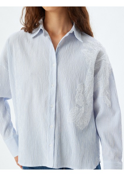 Floral Işleme Detaylı Gömlek Rahat Kalıp Uzun Kollu indirimleri