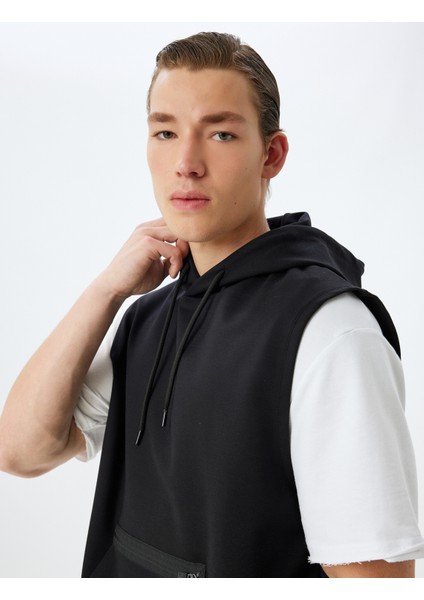 Spor Sweatshirt Oversize Kolsuz Kapşonlu Fermuar Detaylı Viskon Karışımlı