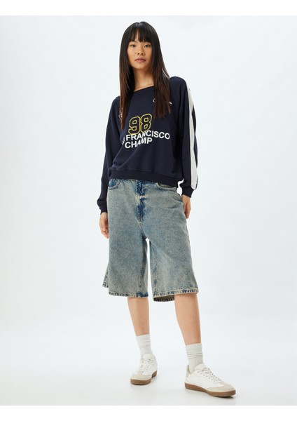 Oversize Kolej Sweatshirt Arkası Baskılı Kayık Yaka Şardonlu fiyatları