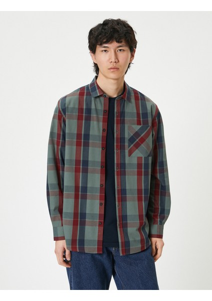 Kareli Gömlek Cep Detaylı Klasik Yaka Düğmeli modelleri