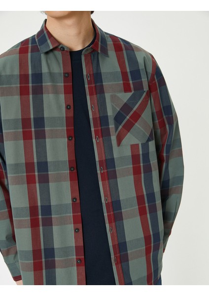 Kareli Gömlek Cep Detaylı Klasik Yaka Düğmeli indirimleri