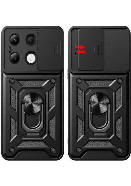 Xiaomi Redmi Note 13 4g Uyumlu Css Kılıf Magnetik Standlı Kamera Korumalı Zore Sürgülü Vega Kapak-Si