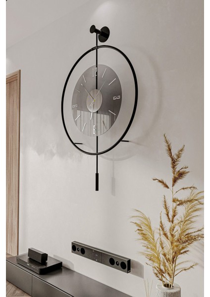 Modern Füme Siyah Metal Duvar Saati 60x80 cm