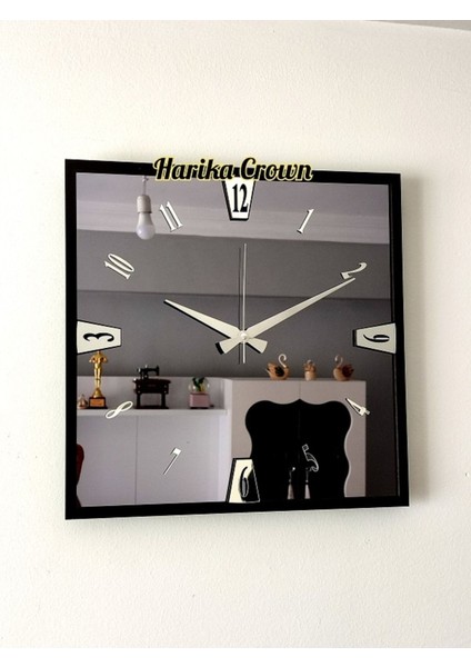 40 cm gri modern aynalı dekoratif duvar saati