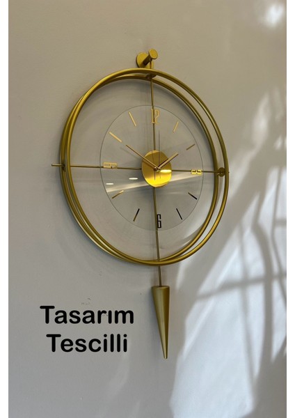 50x90cm Turuncu Modern Cam Duvar Saati, Kırılmaz ve Tamperli Tasarım