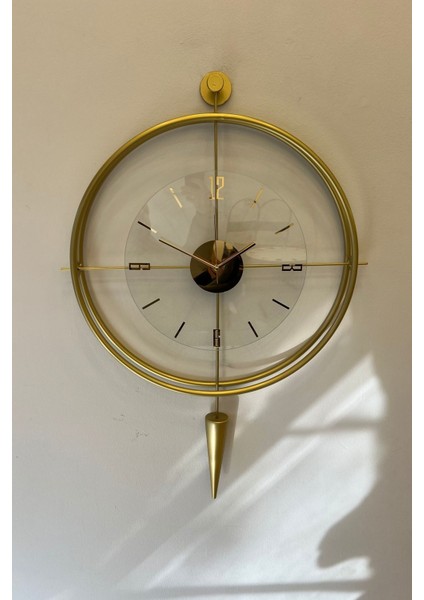 50x90cm Turuncu Modern Cam Duvar Saati, Kırılmaz ve Tamperli Tasarım
